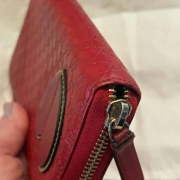 Gucci Red leather micro GG long zip around wallet - Picture 12 of 14